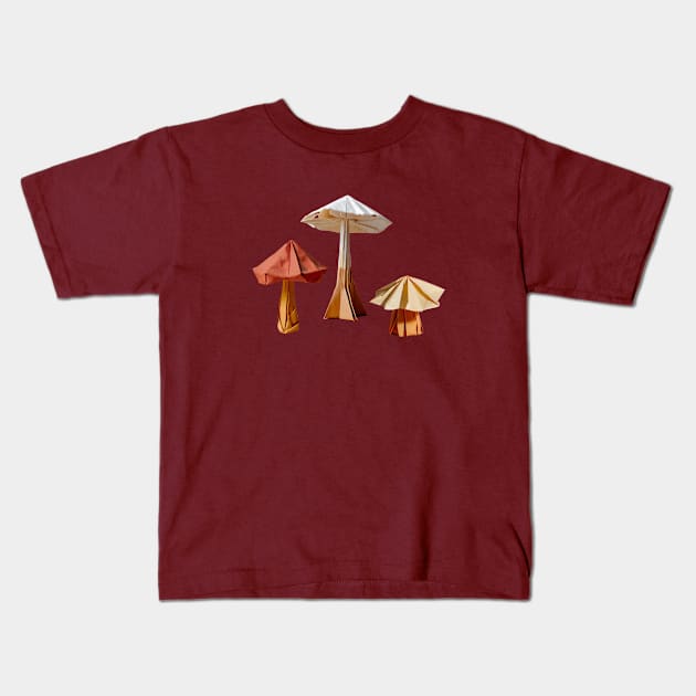 Origami Mushie Trio Kids T-Shirt by Xie